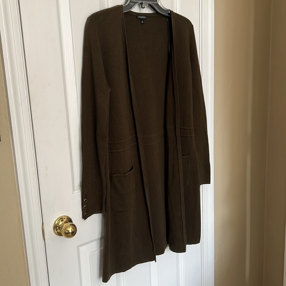 Talbots Long Deep Olive Green Cardigan Sweater - Size S - Picture 9 of 9